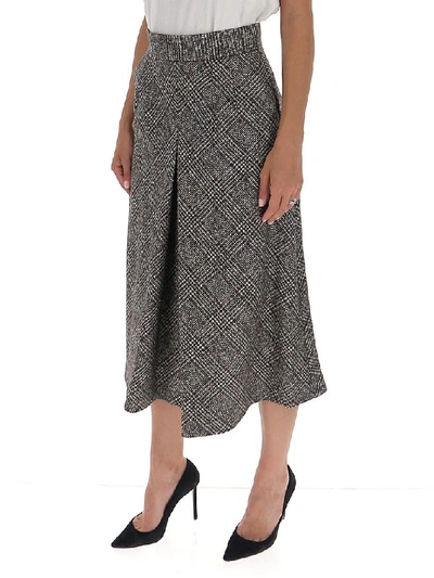 Shop Dolce & Gabbana Checked Flared Midi Skirt In Multi