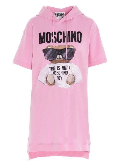 Shop Moschino Teddy Hooded T In Pink