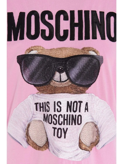 Shop Moschino Teddy Hooded T In Pink