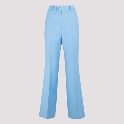 Shop Gucci Cropped Flared Pants In Blue