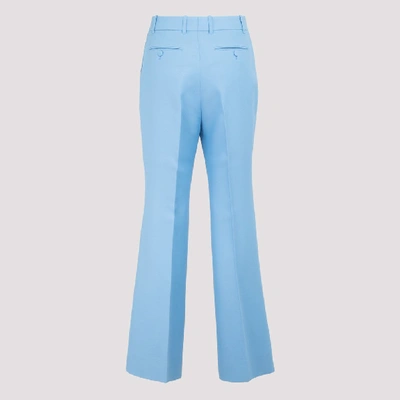 Shop Gucci Cropped Flared Pants In Blue