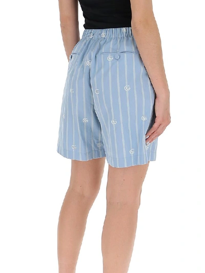 Shop Gucci Gg Striped Shorts In Blue