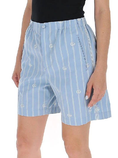 Shop Gucci Gg Striped Shorts In Blue