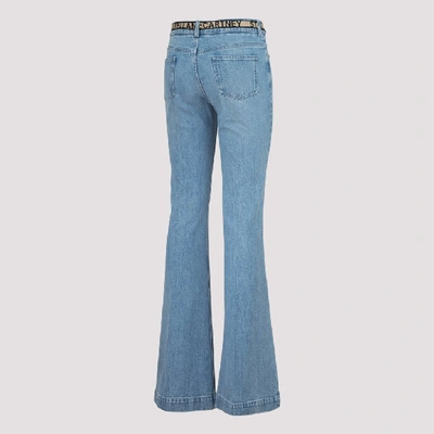 Shop Stella Mccartney Belted Flared Denim Jeans In Blue