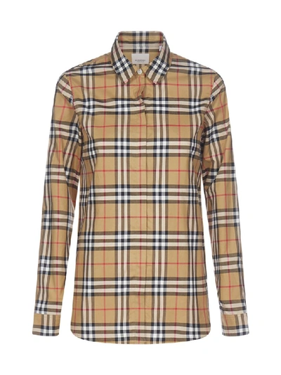 Shop Burberry Vintage Check Oversized Shirt In Beige