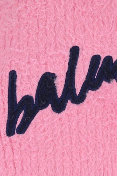 Shop Balenciaga Logo Ribbed Crewneck Sweater In Pink