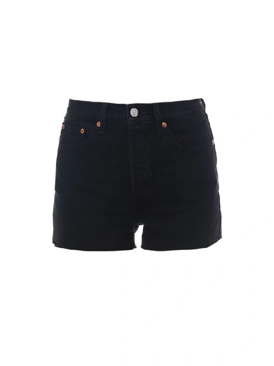 Shop Levi's Ribcage Denim Shorts In Black