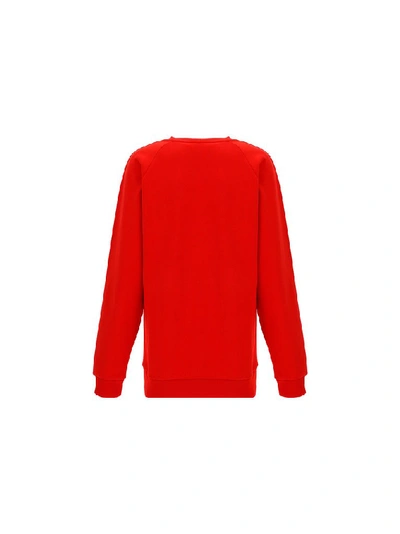 Shop Balmain Logo Embroidered Sweatshirt In Red