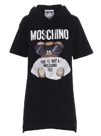 Shop Moschino Teddy Hooded T In Black