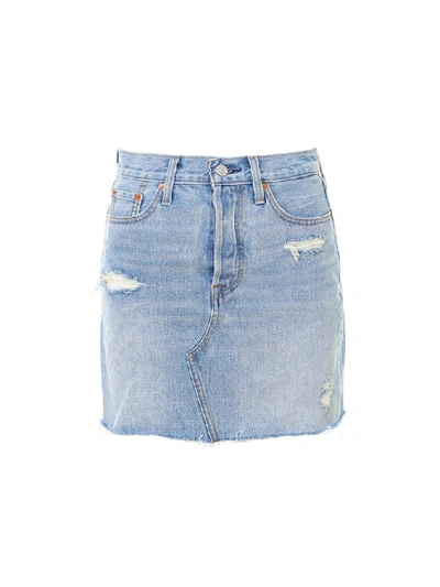 Shop Levi's High Rise Deconstructed Skirt In Blue