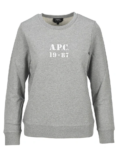Shop Apc A.p.c. Logo Print Sweatshirt In Grey