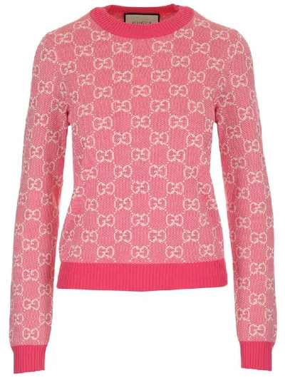 Shop Gucci Gg Piquet Sweater In Pink