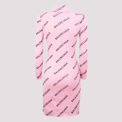 Shop Balenciaga All Over Logo Bodycon Dress In Pink