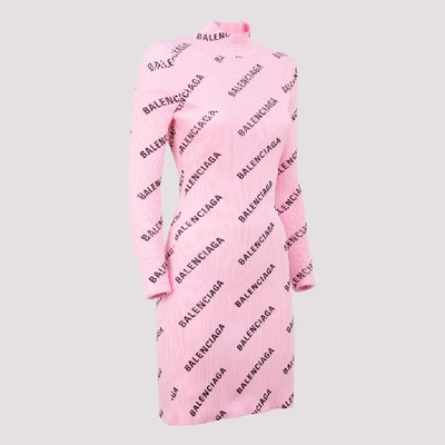 Shop Balenciaga All Over Logo Bodycon Dress In Pink