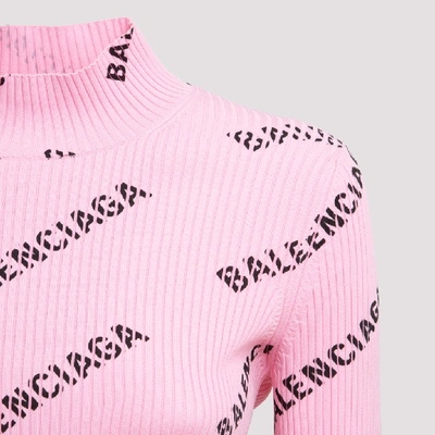 Shop Balenciaga All Over Logo Bodycon Dress In Pink