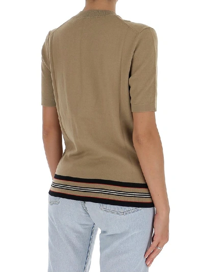 Shop Burberry Icon Stripe Detail Short In Beige