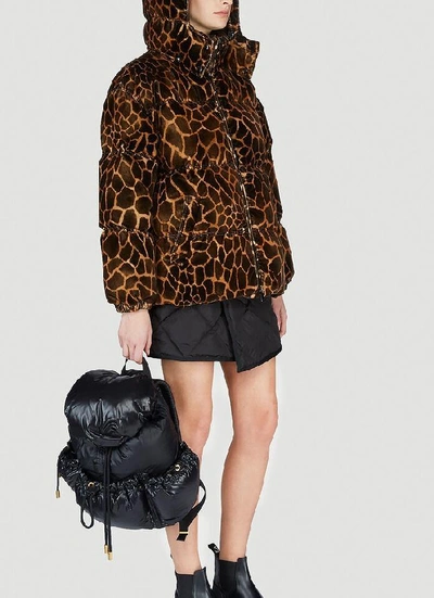 Shop Moncler Leopard Print Padded Down Jacket In Multi