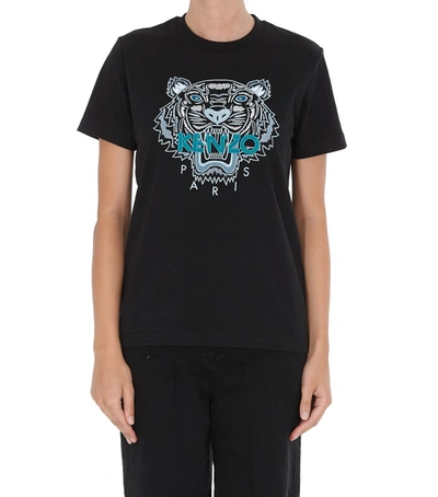Shop Kenzo Tiger Embroidered T In Black