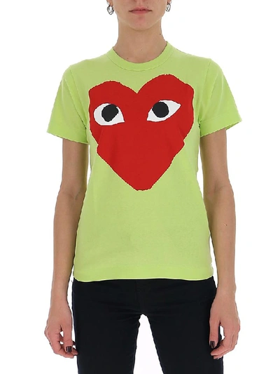 Shop Comme Des Garçons Play Heart Logo T In Green