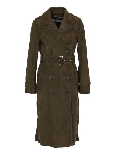 Shop Golden Goose Deluxe Brand Double Breasted Trench Coat In Green