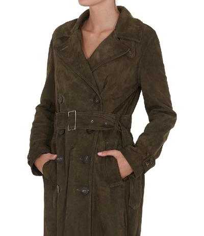 Shop Golden Goose Deluxe Brand Double Breasted Trench Coat In Green