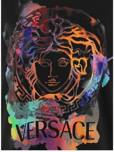 Shop Versace Medusa Logo Print T In Black