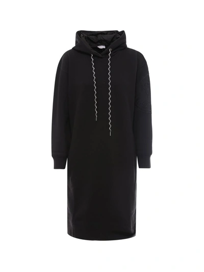 Shop Moncler Logo Hoodie Dress In Black