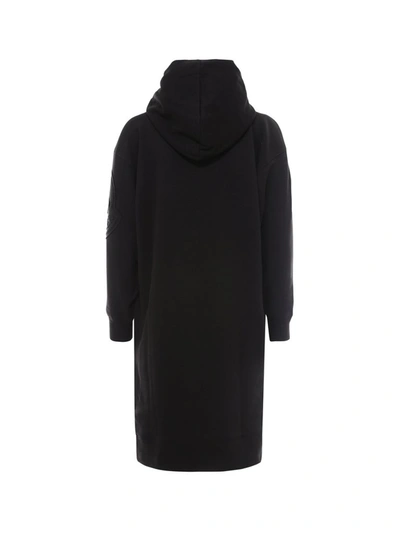 Shop Moncler Logo Hoodie Dress In Black