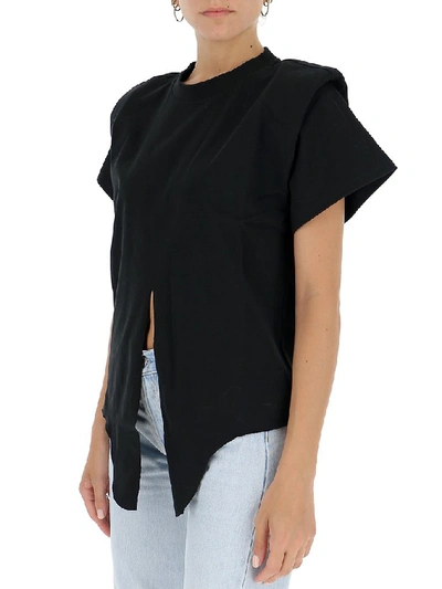 Shop Isabel Marant Padded Shoulder Knotted T In Black