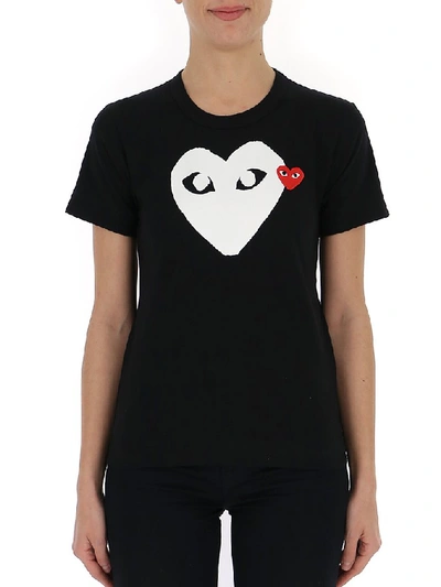 Shop Comme Des Garçons Play Double Heart T In Black