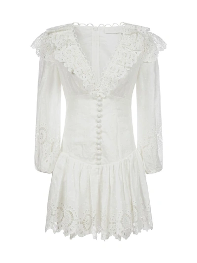 Shop Zimmermann Bellitude Scallop Mini Dress In White