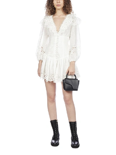 Shop Zimmermann Bellitude Scallop Mini Dress In White