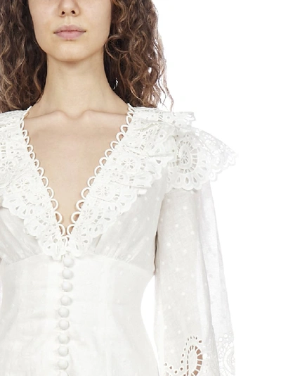 Shop Zimmermann Bellitude Scallop Mini Dress In White