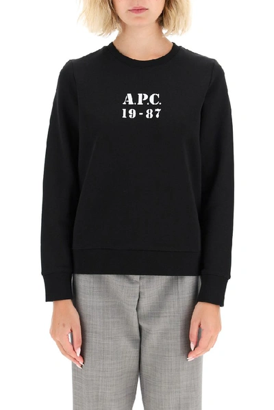 Shop Apc A.p.c. Logo Printed Sweatshirt In Black