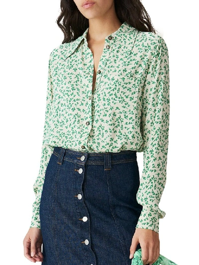 Shop Ganni Printed Shirt In Green