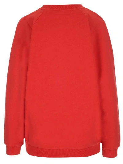 Shop Balmain Logo Embroidered Sweatshirt In Red