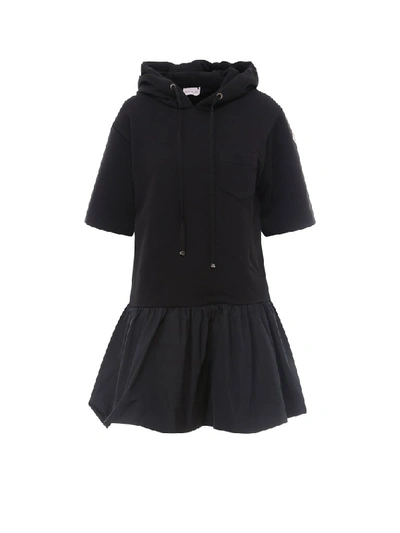 Shop Moncler Hooded Mini Dress In Black