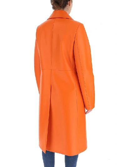 Shop Prada Double Breasted Coat In Orange