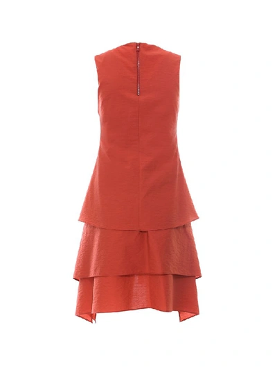 Shop Brunello Cucinelli Tiered Shift Dress In Red