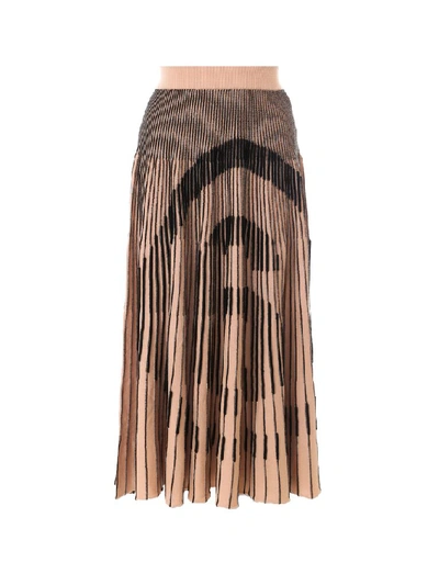 Shop Mm6 Maison Margiela Logo Pleated Skirt In Beige