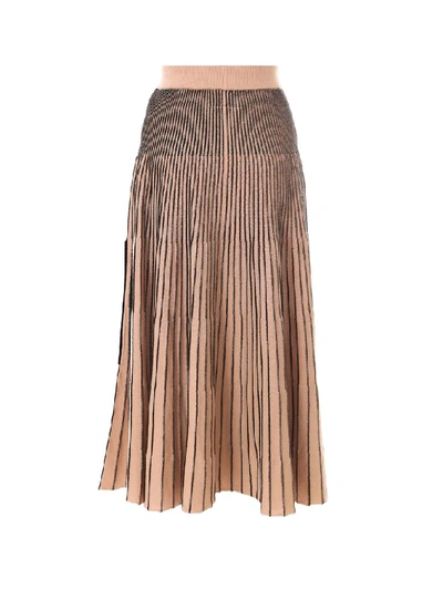 Shop Mm6 Maison Margiela Logo Pleated Skirt In Beige