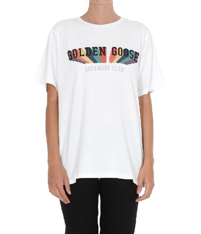 tilfældig tromme derefter Golden Goose Logo Printed T-shirt In White | ModeSens