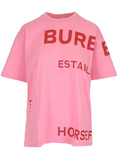 Shop Burberry Horseferry Print Oversized T In Pink