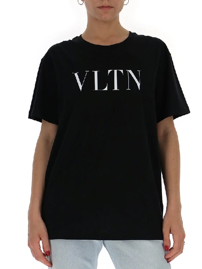 Shop Valentino Vltn Logo T-shirt In Black