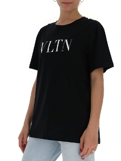 Shop Valentino Vltn Logo T-shirt In Black