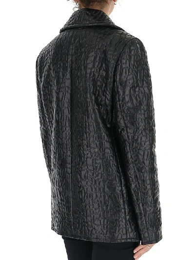 Shop Saint Laurent Embossed Pea Coat In Black