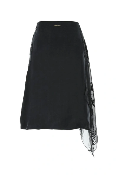 Shop Marine Serre Contrasting Insert Midi Skirt In Black