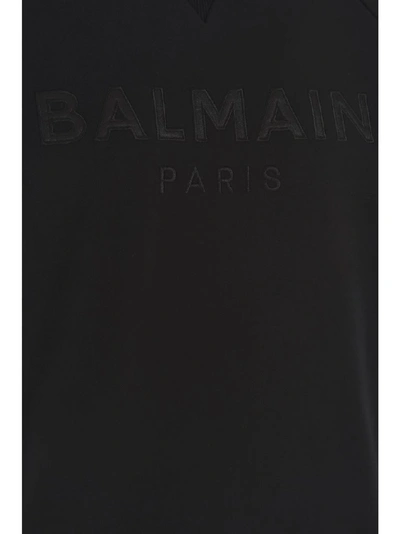 Shop Balmain Logo Embroidered Sweatshirt In Black