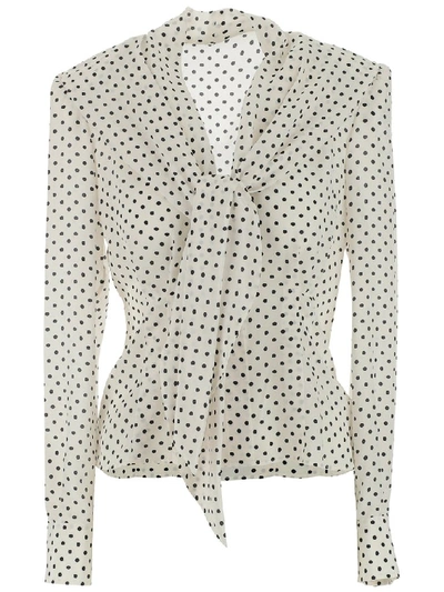 Shop Dolce & Gabbana Polka Dot Print Blouse In White