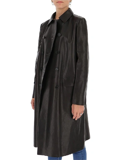Shop Prada Double Breasted Coat In Black